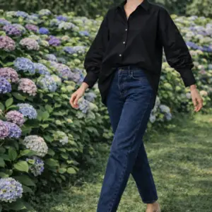 CAMISA CLASICA ALGODON NEGRA