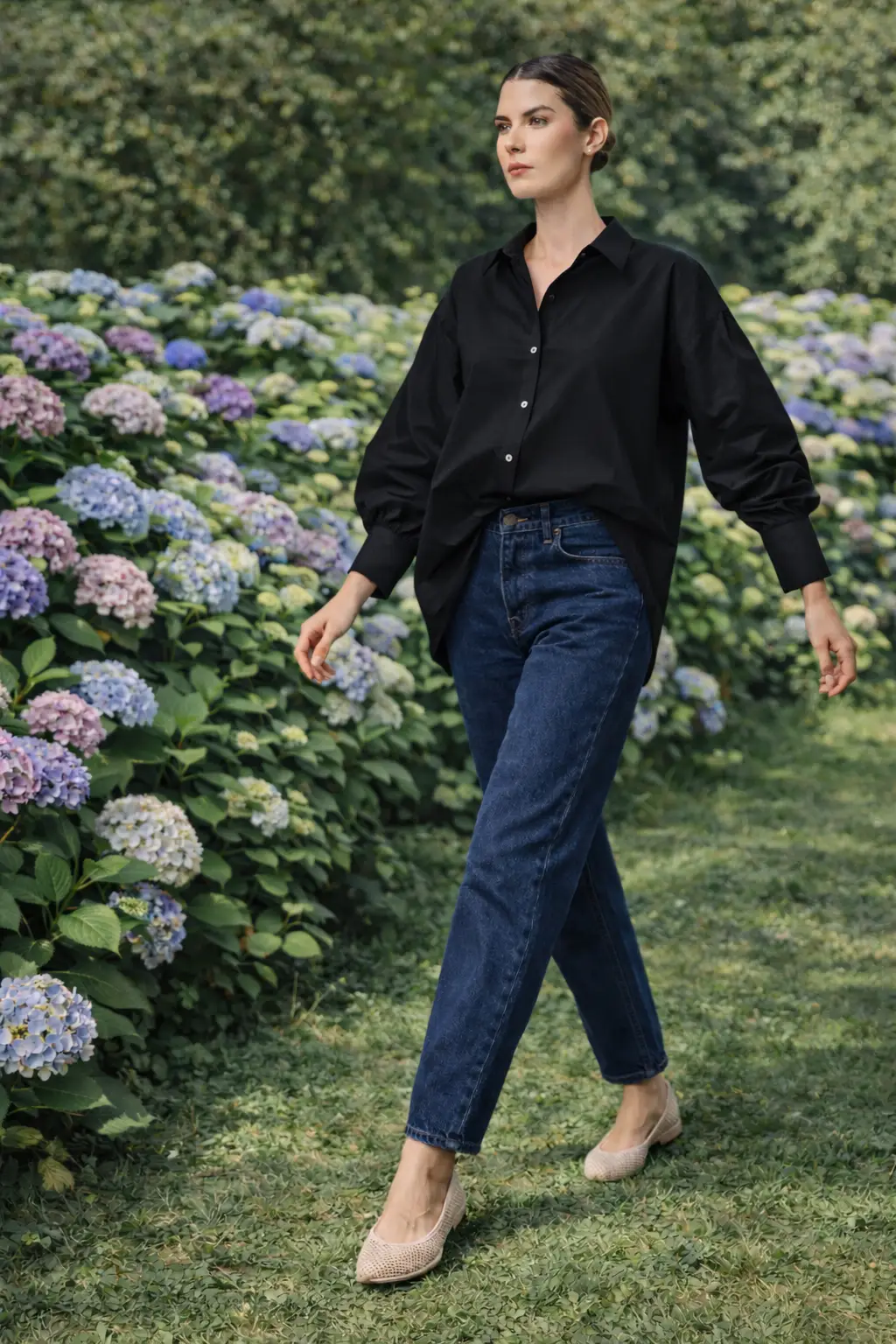 CAMISA CLASICA ALGODON NEGRA